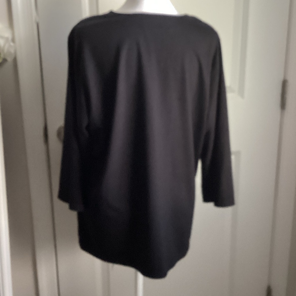 Bob Mackie Black Tunic with Teal, Blue and Lime Embroidery - Picture 2 of 3